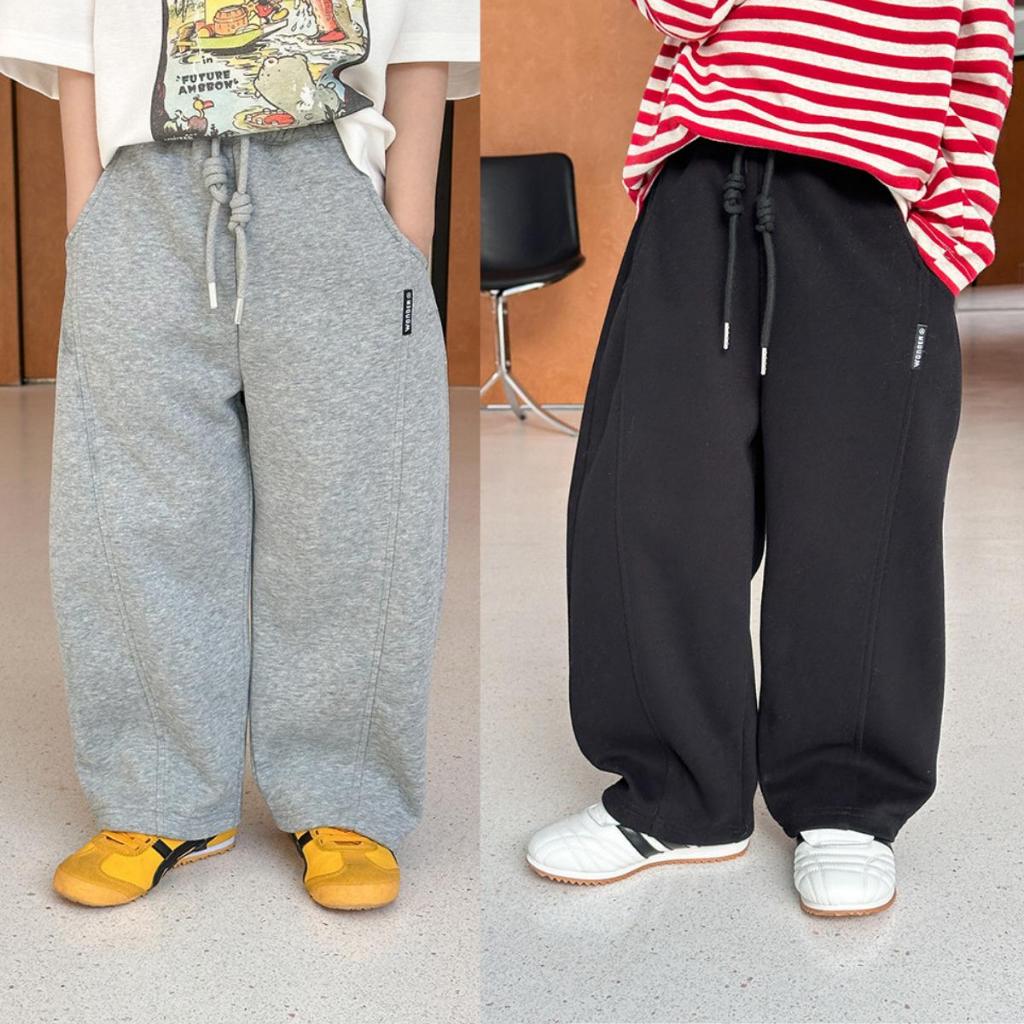  MOJI KIDS  FORM RỘNG THỤNG  QUẦN NỈ TRƠN KHÔNG LÓT LÔNG DÂY BUỘC HAI MÀU CẠP CHUN PHONG CÁCH HÀN CHO BÉ 