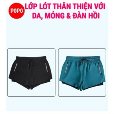 Quần bơi nam, quần đi biển, đi bơi, chơi thể thao 2 lớp POPO QB3 vải pha thoáng khí, mau khô
