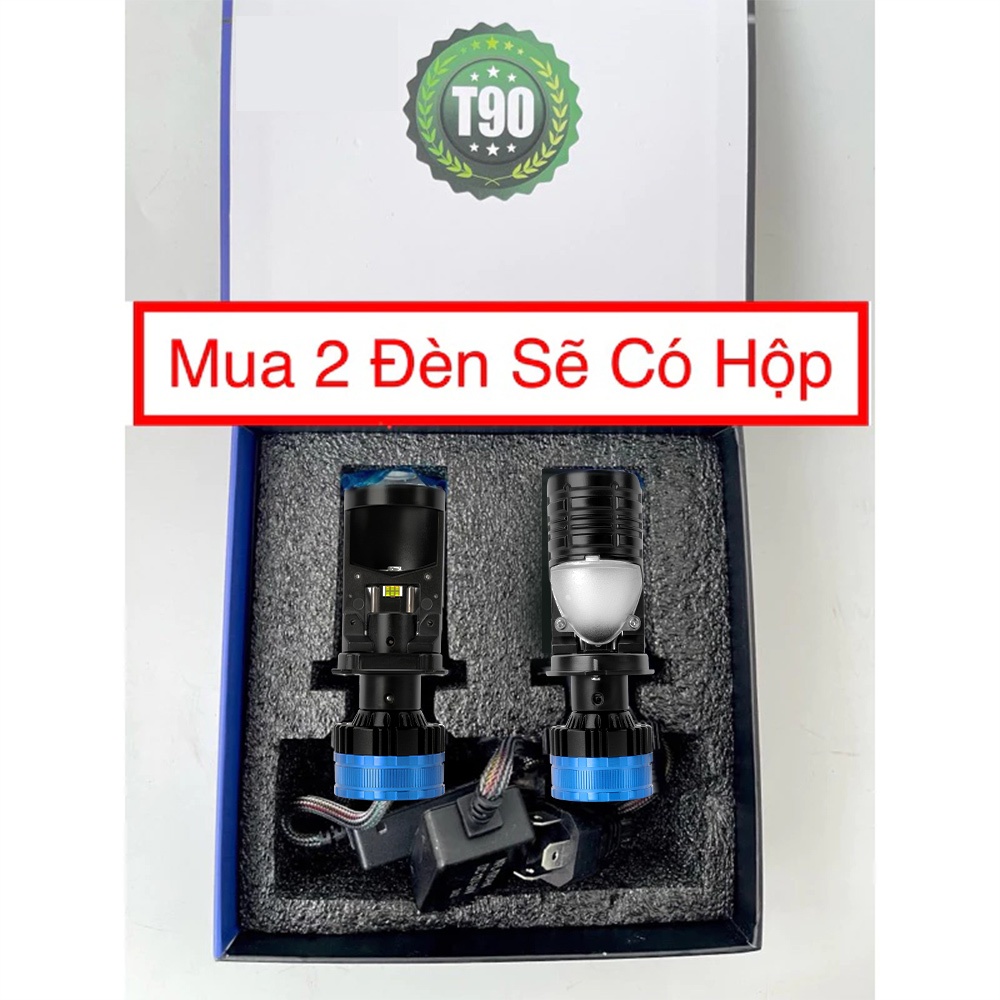 Đèn pha Led bi cầu T90 Pro - 90w siêu sáng chân H4, Lắp zin ô tô xe máy ( giá 2 bóng)