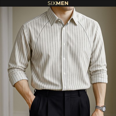 Áo Sơ Mi Nam Sọc Dài Tay RAVEN – Chống Nhăn, Vải Mịn Thoáng Mát, Form Tôn Dáng – SIXMEN