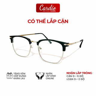(Tặng hộp) Kính Cận Nửa Gọng Vuông Nam Nữ Nhựa Phối Kim Loại, Kính Cận Nam Có Lắp Tròng Cận Loạn Theo Yêu Cầu Cardio C15