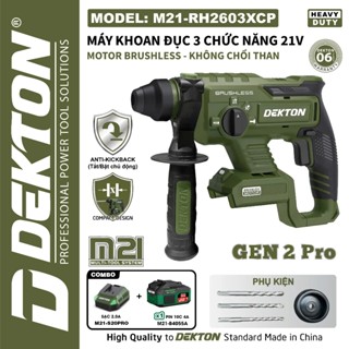 Máy khoan bê tông pin DEKTON M21-RH2603CP, Gen 2 Không chổi than 3 Chức năng Anti kickback