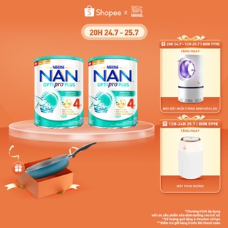 [Tặng Chảo Elmich 20cm] Bộ 2 lon Sữa bột Nestlé NAN OPTIPRO PLUS 4 800g/lon với 5HMO Hỗ trợ Đề Kháng Trí Não & Chiều Cao