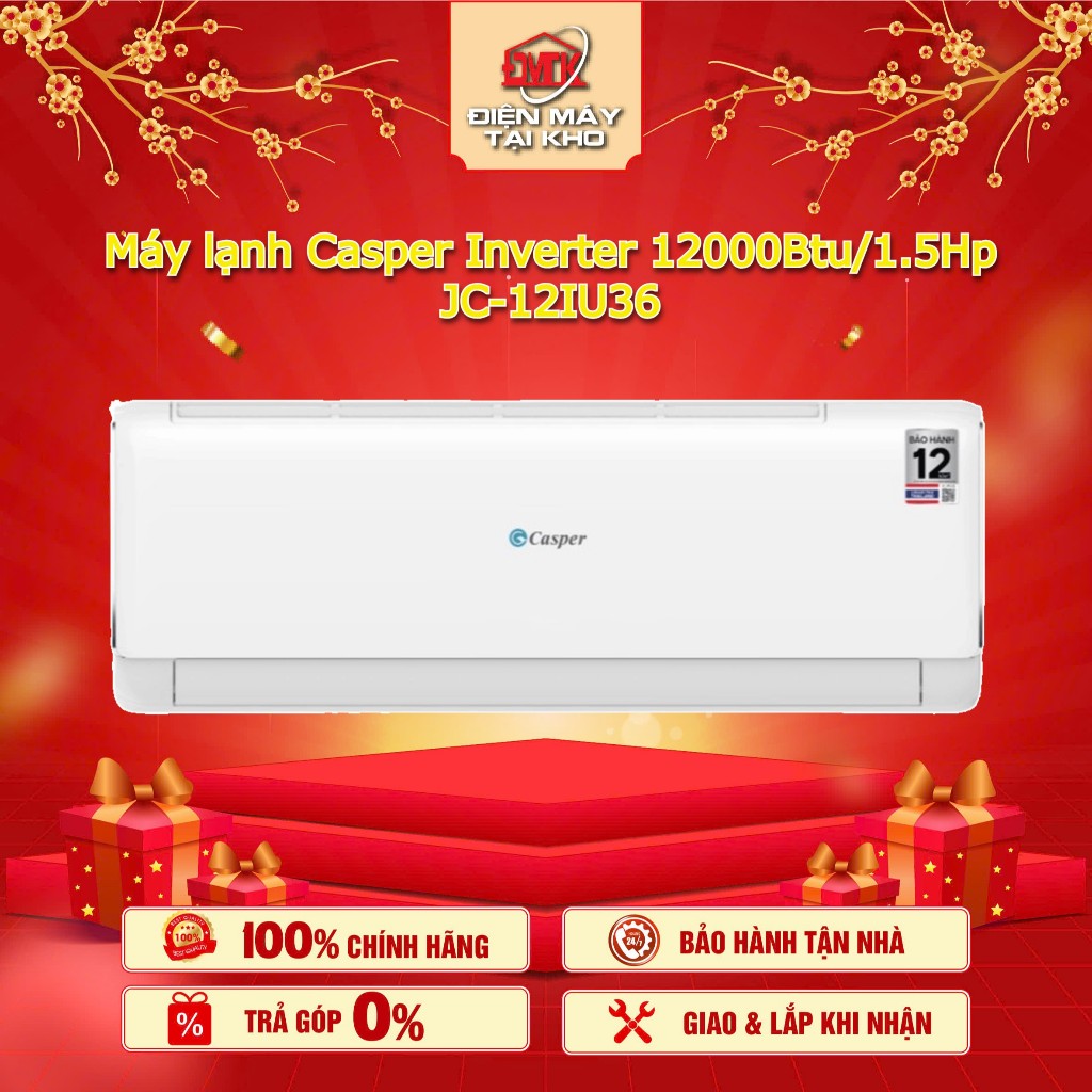 Máy lạnh Casper Inverter JC-12IU36 12000 BTU – 1.5 HP – Turbo & BabyCare – Tiết Kiệm Điện – Casper P
