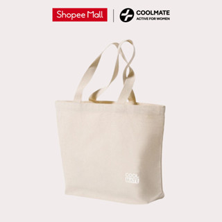 Túi Tote Canvas màu Be in logo Coolmate Unisex Coolmate Active For Women