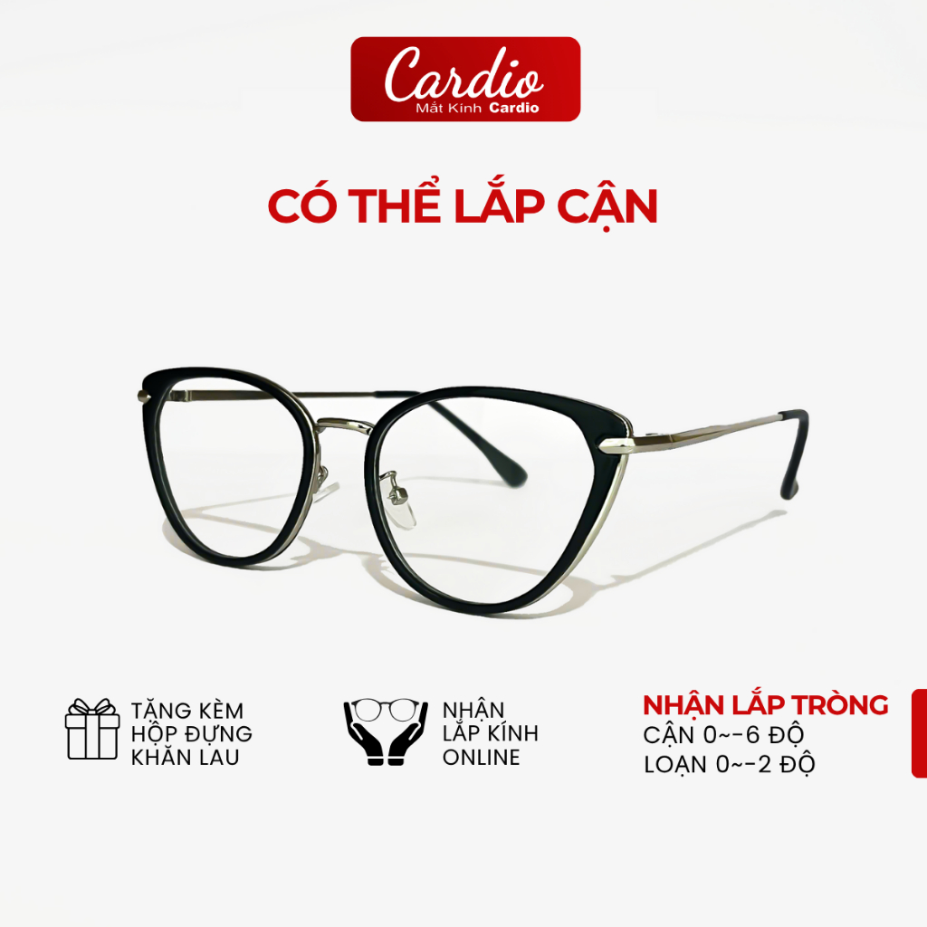 (Tặng hộp) Gọng Kính Cận Mắt Mèo Nữ Cao Cấp Phong Cách Cá Tính Cardio Nhận Lắp Tròng Có Độ, Mắt Kính Thời Trang C29
