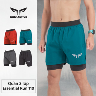 Quần 2 Lớp Chạy Bộ, Tập Gym Nam Wolf Active Essential Run 110, Chất Vải Cao Cấp Nhanh Khô, Nhiều Túi