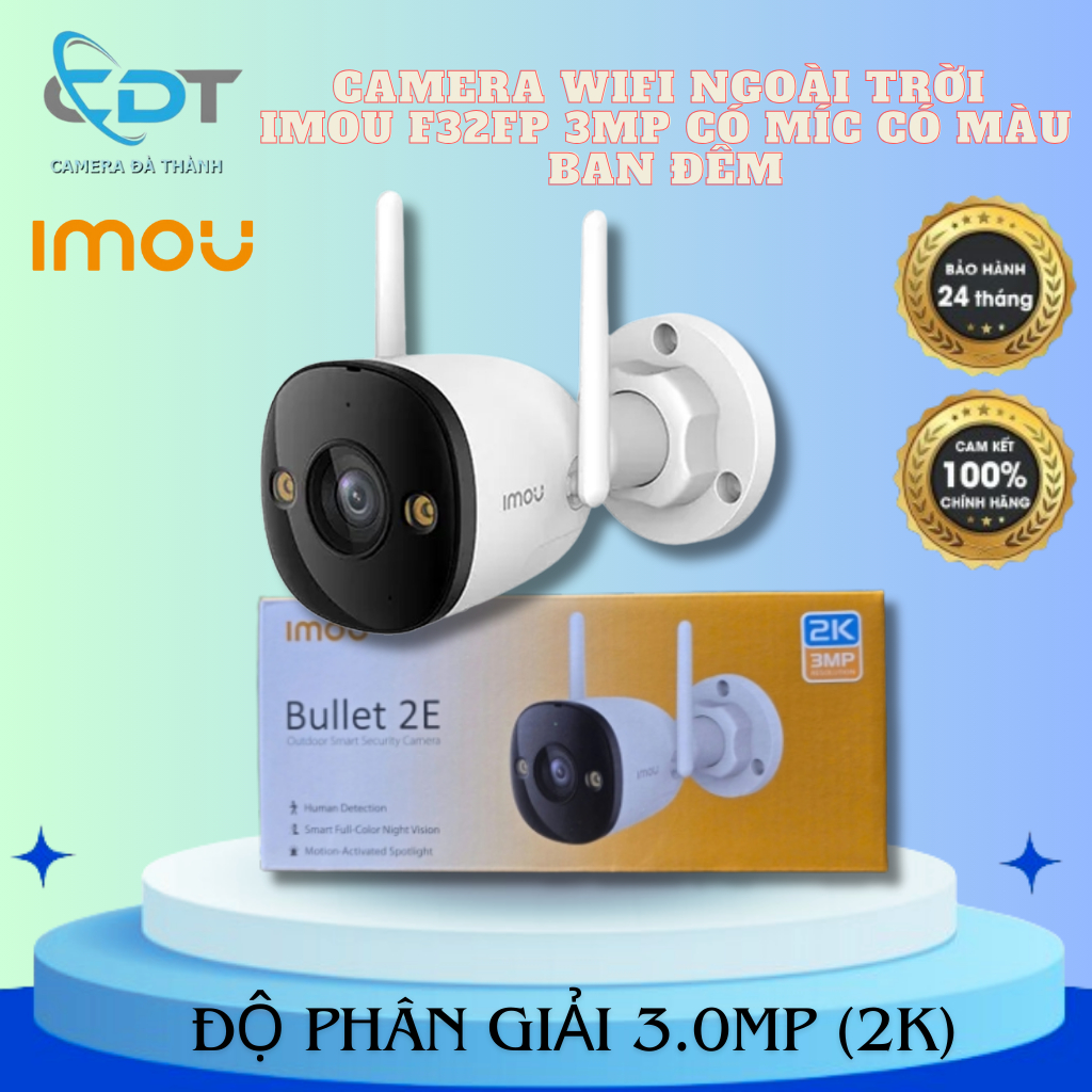 Camera ngoài trời imou F32P 3MP có míc, F32FP có míc có màu ban đêm