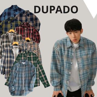  Áo Sơ Mi Flannel Kẻ Caro Dài Tay Nam Nữ Caro DUPADO Chất Liệu Dạ Cotton Có Cổ Bẻ Màu Xanh Rêu Kẻ Sọc 091  - Menswear 