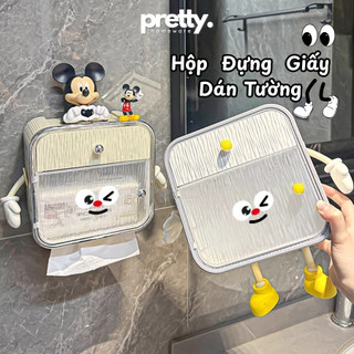  Hộp Đựng Giấy Vệ Sinh Hoạt Hình Treo Tường Chống Thấm Nước Không Cần Khoan Có Kệ Để Điện Thoại 