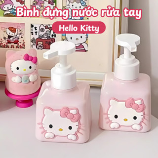  Bình Chiết Nước Rửa Tay Hello Kitty Chai Đựng Sữa Tắm Dầu Gội Vòi Nhấn Tiện Lợi Dung Tích 200ML 