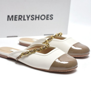  Giày Sục Nữ Quai Ngang Xích Mũi Tròn Merly 1589 Bigsize 35-43 Giày Búp Bê Có Quai Ngang Đế Cao Su Chống Trơn 