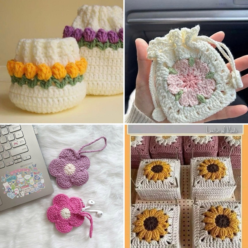 [PAMELA] ❤️❤️ CASE AIRPOD 1/2/3/4 ❤️❤️ CASE AIRPOD BẰNG LEN, TÚI RÚT, POUNCH CROCHET