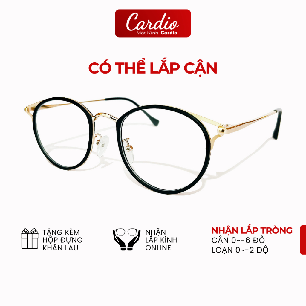 Gọng Kính Cận Mắt Mèo Trendy Nữ Cardio Chất Liệu Kim Loại Cao Cấp, Mắt Kính Mắt Mèo Thời Trang Hiện Đại C02