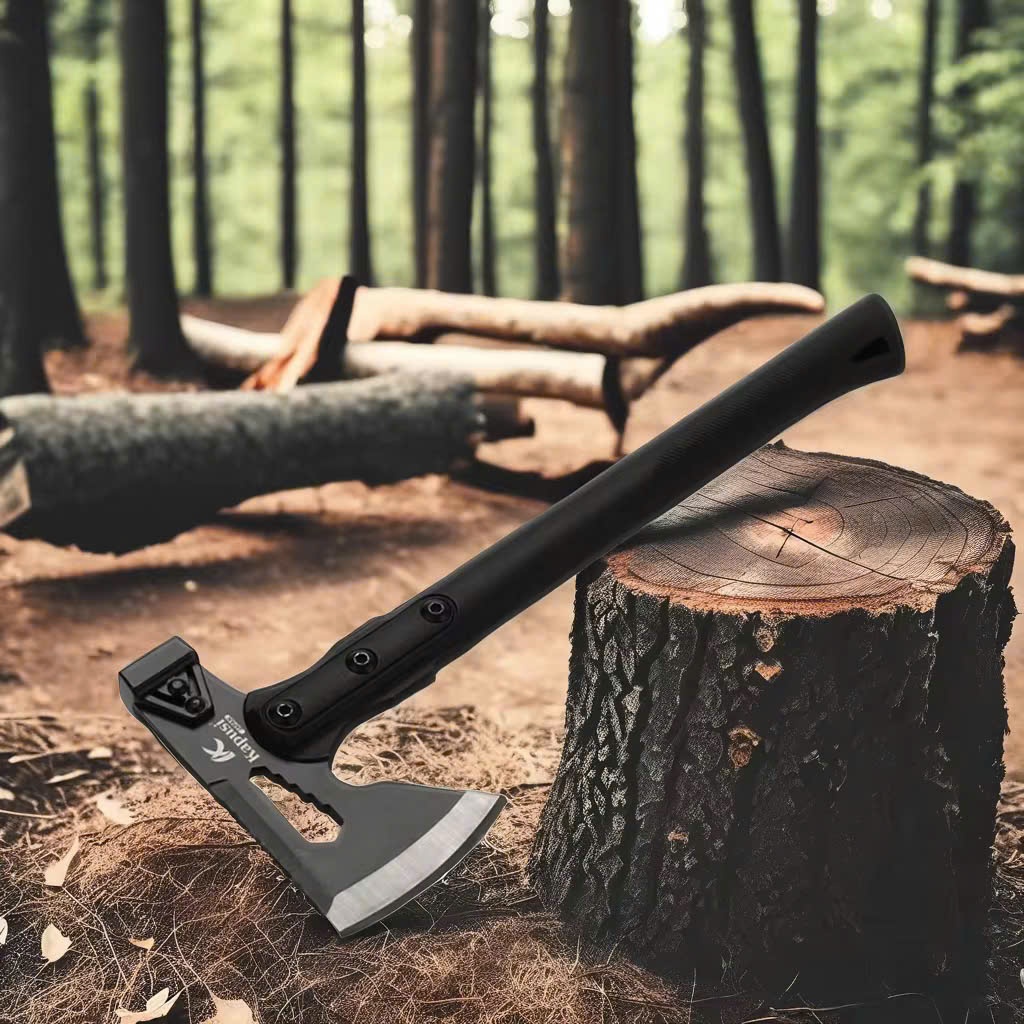 Búa rìu bổ củi, chẻ củi cao cấp Kapusi, Lưỡi thép carbon sắc bén, Búa rìu chặt cây, làm vườn...