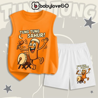 Bộ đồ TUNG TUNG TUNG SAHUR cho bé BabyloveGO set quần tanktop mùa hè chất thun cotton thoáng mát cho bé 1-10 tuổi