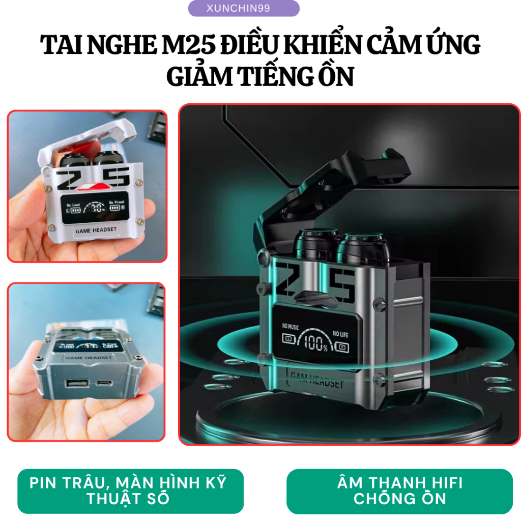 [M25] Tai Nghe Blue tooth không dây Ga ming M25 TWS Ga ming 5.0 Có Mi c Độ Trễ Cực Thấp - xunchin99