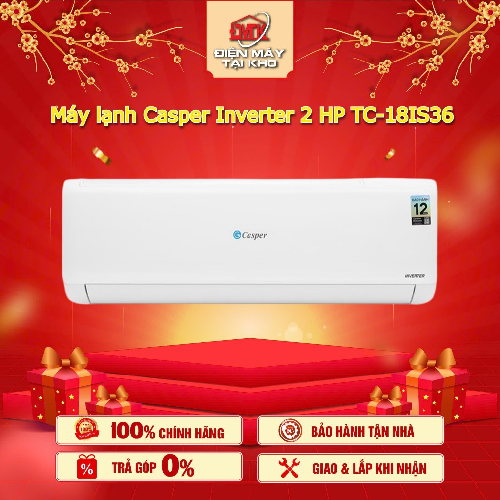Máy lạnh Casper Inverter TC 18IS36 2 HP – 18.800 BTU – Turbo làm lạnh nhanh – Gas R32 – Inverter tiế