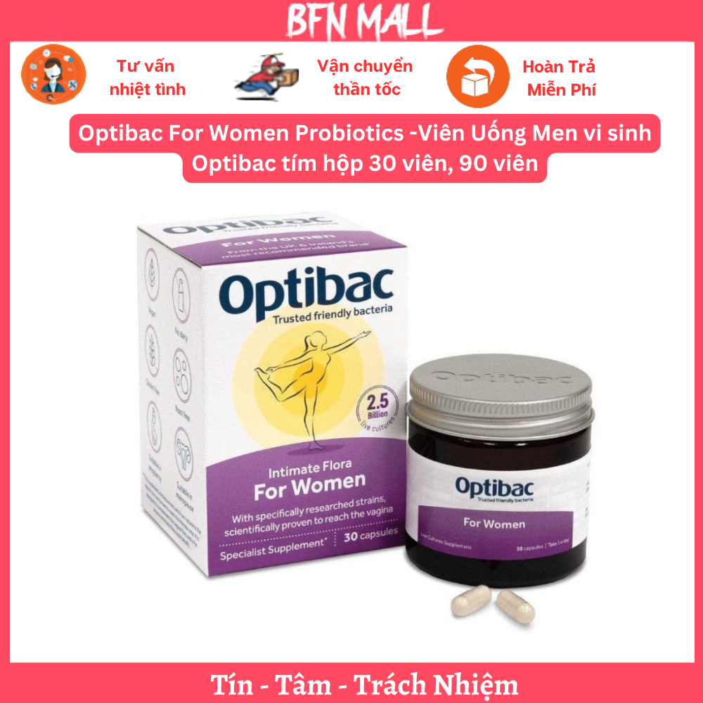 Optibac For Women Probiotics -Viên Uống Men vi sinh Optibac tím hộp 30 viên, 90 viên