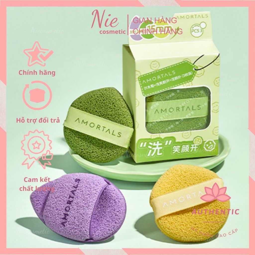 Bông Mút Rửa Mặt AMORTALS Dạng Giọt Nước Hỗ Trợ Rửa Mặt Chuyên Sâu