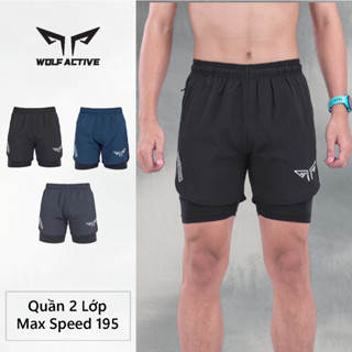 Quần 2 Lớp Chạy Bộ Tập Gym Nam Wolf Active Max Speed 195, Chất Vải Cao Cấp Nhanh Khô, Nhẹ, Nhiều Túi
