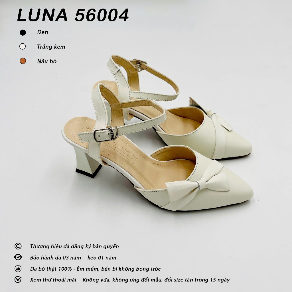 Sandal cao gót 5p Lunashoes 56004 da bò thật