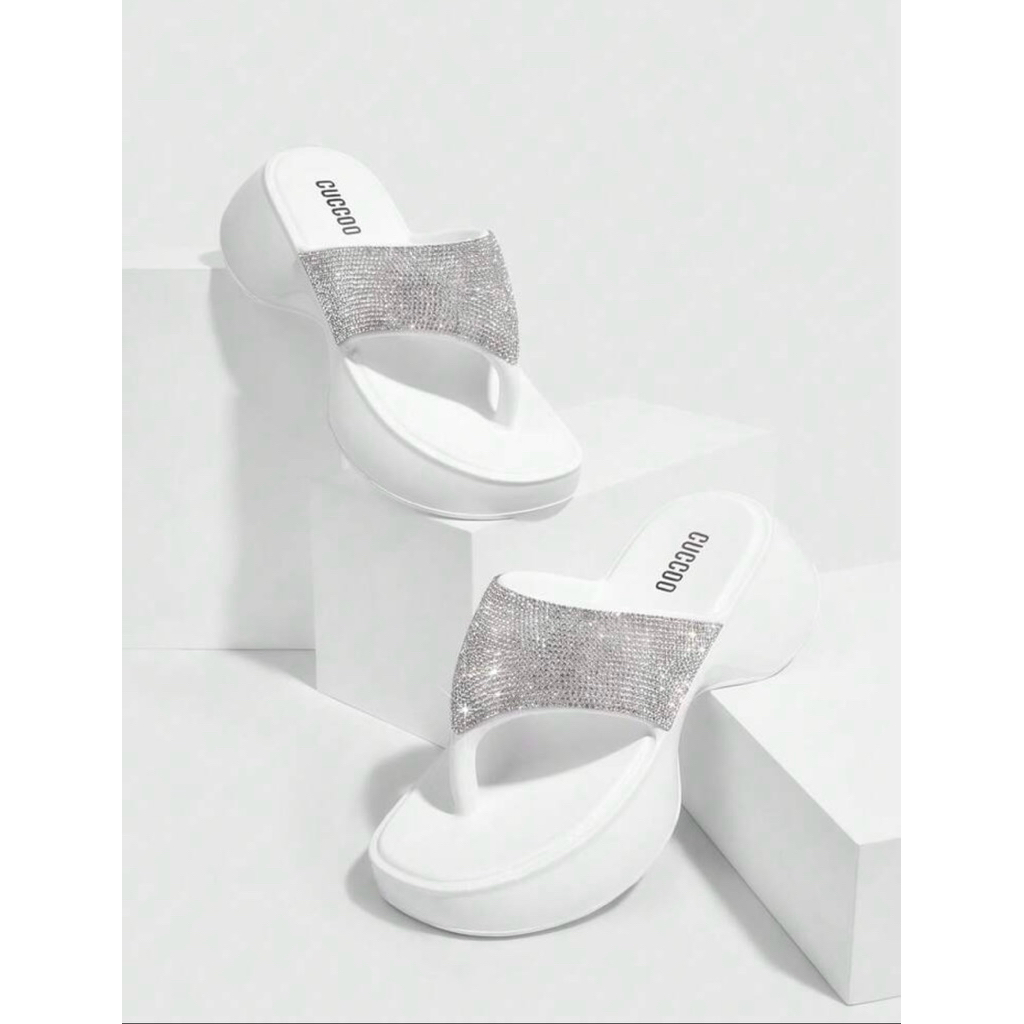 🍒 𝓢𝓽𝔂𝓵𝓮 𝓭𝓸𝓾𝔂𝓲𝓷🍒Dép Xỏ Ngón Đế Cao 4Cm Lấp Lánh