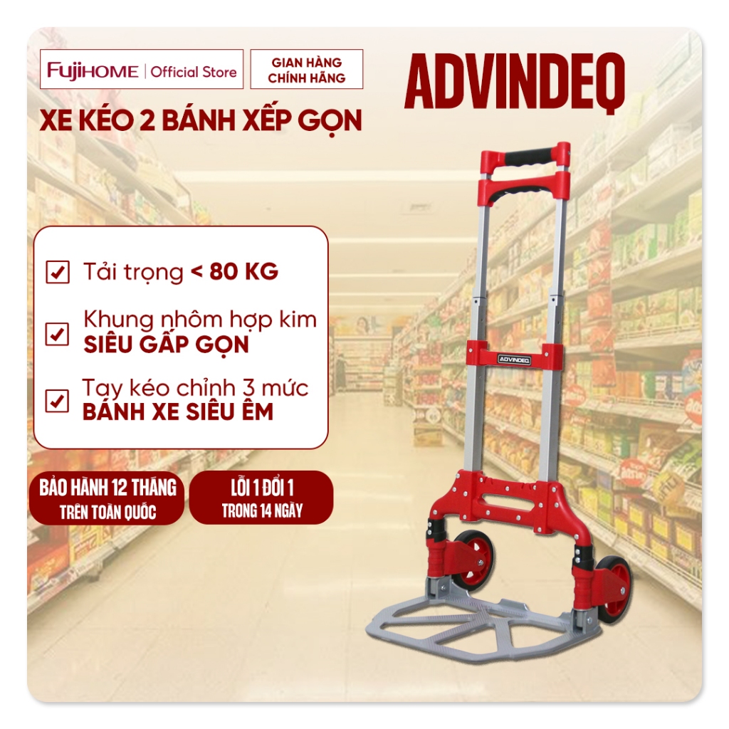  Xe kéo hàng 2 bánh gấp gọn chở 85kg Advindeq nhập khẩu xe kéo hàng mini xếp gọn đa năng bảo hành 1 năm 
