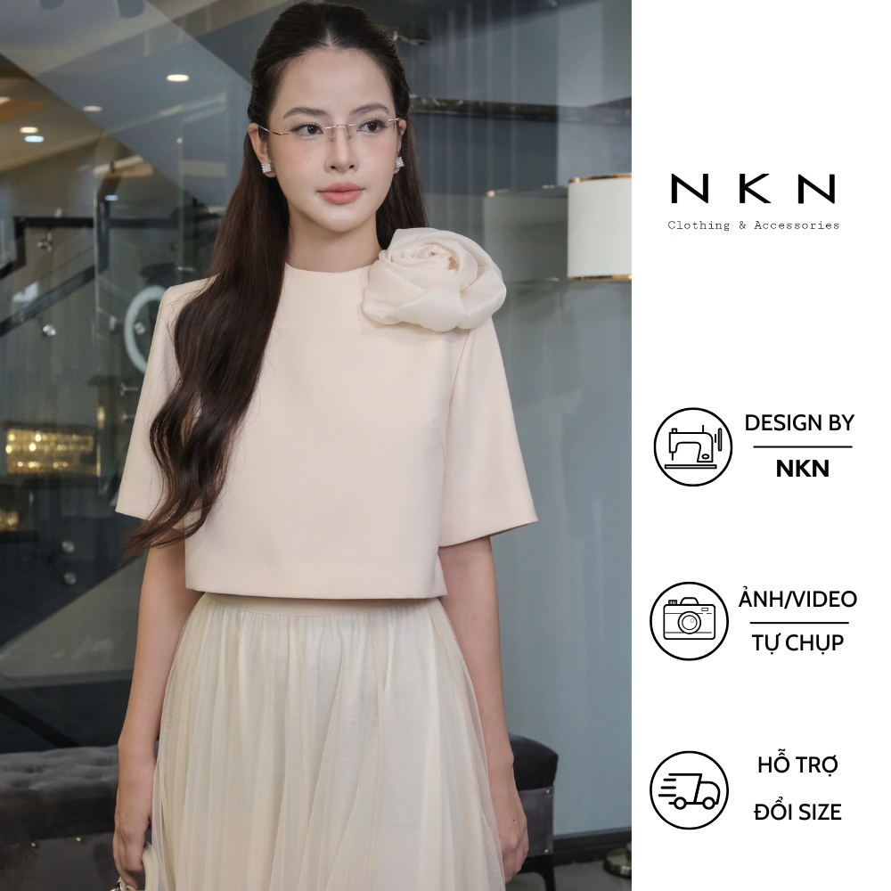 ÁO SƠ MI KIỂU NỮ NKN LENA MÀU KEM – THIẾT KẾ CỔ NƠ THANH LỊCH