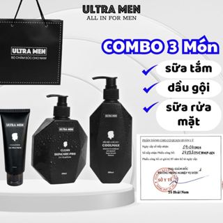 Combo Sữa tắm nam + dầu gội + sữa rửa mặt | Bộ quà tặng cao cấp Ultra Men
