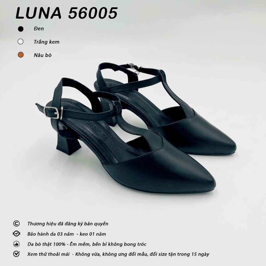 Sandal cao gót nữ 5p Lunashoes 56005 da bò thật