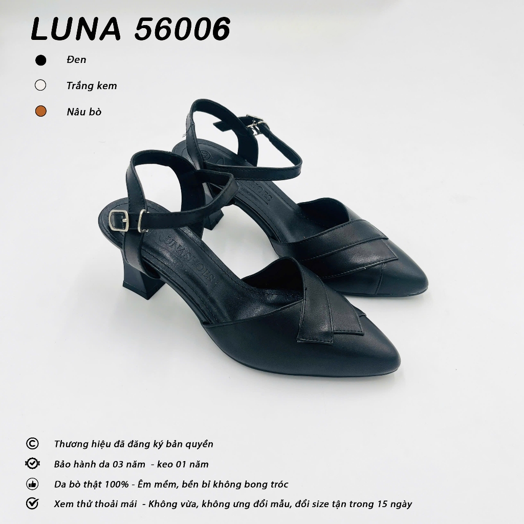 Sandal cao gót 5p Lunashoes 56006 da bò thật