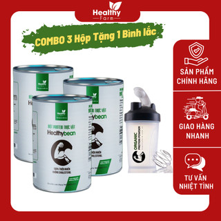  Healthy Bean Bột Protein thực vật  Combo 3 Hộp + Bình Shaker Healthy Farm 500ML 