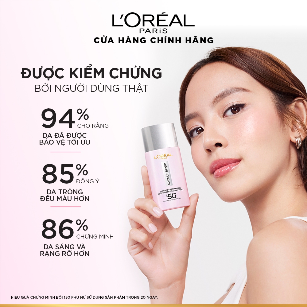 Sữa chống nắng phổ rộng mỏng nhẹ bảo vệ da và dưỡng sáng mờ thâm nám Glycolic Bright Anti-Dark Spot L’Oréal Paris 50ml | BigBuy360 - bigbuy360.vn