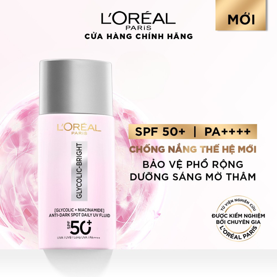 Sữa chống nắng phổ rộng mỏng nhẹ bảo vệ da và dưỡng sáng mờ thâm nám Glycolic Bright Anti-Dark Spot L’Oréal Paris 50ml | BigBuy360 - bigbuy360.vn