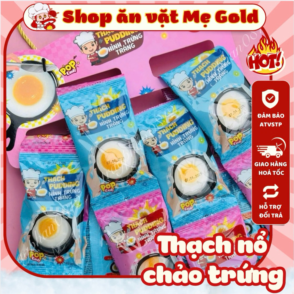 Combo thạch nổ Jelly hình chảo chiên trứng ốp la, pudding thạch chảo trứng chiên (gói 26g)