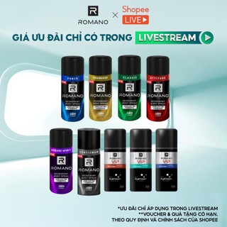  Combo 2 Lăn khử mùi nam nam Romano kháng khuẩn & khô thoáng cả ngày 50ml chai - Live 