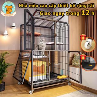 😺Chuồng Mèo 🏠️ Lồng Mèo 2 Tầng Đa Năn Biệt Thự Mèo Có Bánh Xe chuồng chó nhà cho mèo Tặng khay