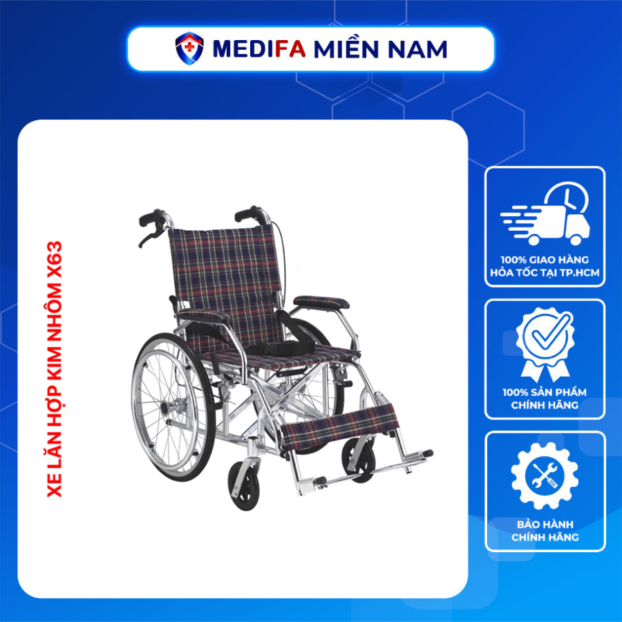 [Chính Hãng] Xe lăn Lucass siêu nhẹ, khung hợp kim nhôm Lucass X63, Lucass X63A và Lucass X63L