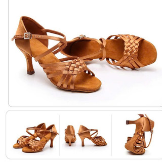 Giày khiêu vũ quai đan đế da mềm hàng cao cấp màu cà rốt - Gót 5cm và 7cm