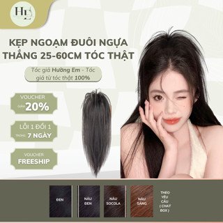  Kẹp ngoạm tóc thật đuôi ngựa cao thẳng dài 25-60cm Tóc giả Hường em MiEHair 
