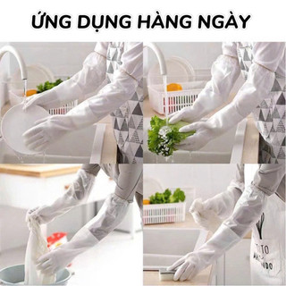 Găng Tay Cao Su Siêu Dai Siêu Bền Loại Dài -  Găng Tay Nhà Bếp Có Chun Chống Tụt Bảo Vệ Tay Toàn Diện