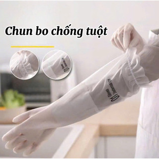 Găng Tay Cao Su Siêu Dai Siêu Bền Loại Dài -  Găng Tay Nhà Bếp Có Chun Chống Tụt Bảo Vệ Tay Toàn Diện
