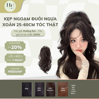  Kẹp ngoạm TÓC THẬT đuôi ngựa cao xoăn dài 25-60cm Tóc giả Hường em MiEHair 