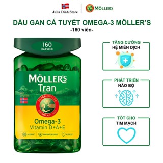 Dầu gan cá tuyết Omega 3 và Vitamin A, D, E MOLLERS TRAN nội địa Na Uy (160 viên)