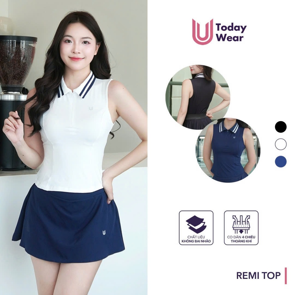 [Xả Hàng Giá Sốc] Áo thể thao cổ polo nữ Remi Top Today U Wear tập gym yoga, chạy bộ, cầu lông