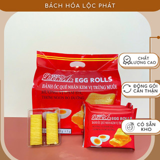  Bánh Quế Cuộn Vị Trứng Muối - Túi 240g Gồm 10 Gói - Vị Thơm Giòn Rụm Nhân Kem Sánh Mịn - Bách Hóa Lộc Phát 