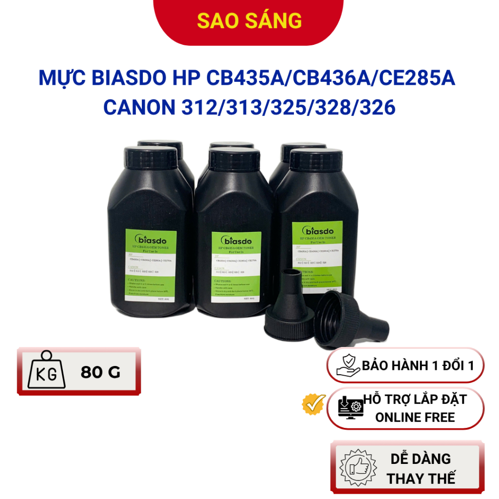 Mực biasdo HP CB435A/CB436A/CE285A/CE278A , CANON 312/313/325/328/326 80G