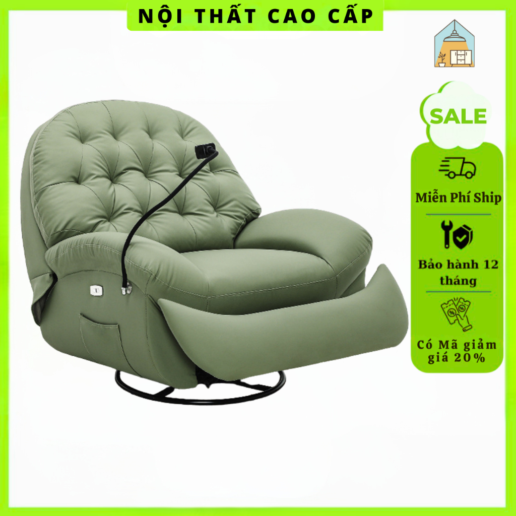 Ghế Sofa Đơn Thư Giãn, Ghế Bập Bênh Lắc Lư Chill Chill Cao Cấp Sang Trọng, Ngả Lưng 173 Độ, Da Mịn