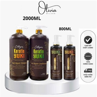  Cặp Dầu Gội Xả Keratin Yuki Plus Phục Hồi Tóc Khô Xơ Và Kiềm Dầu 2000ML 